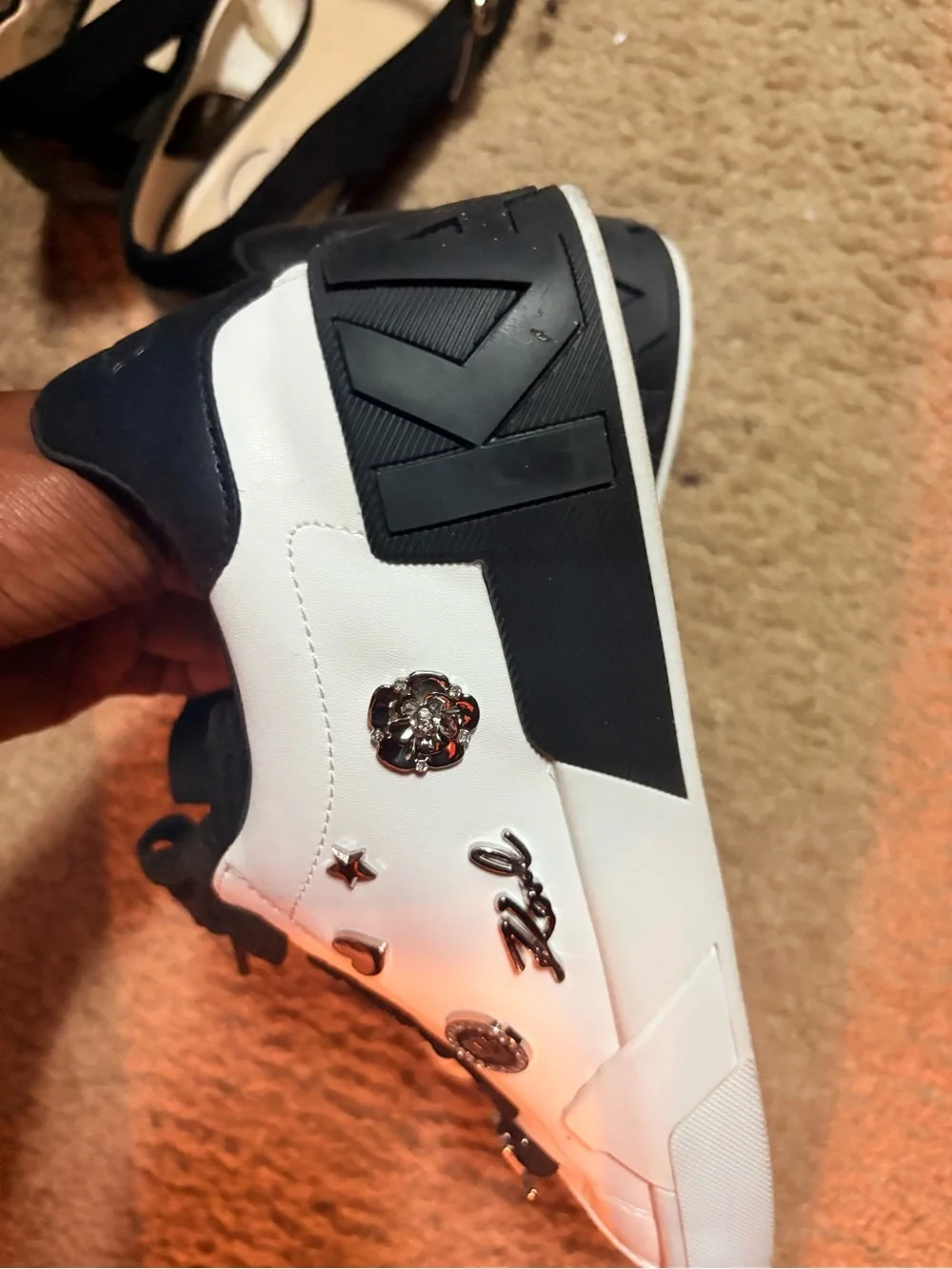Karl Lagerfeld White Sneakers with Black Accents and Logo Hardware